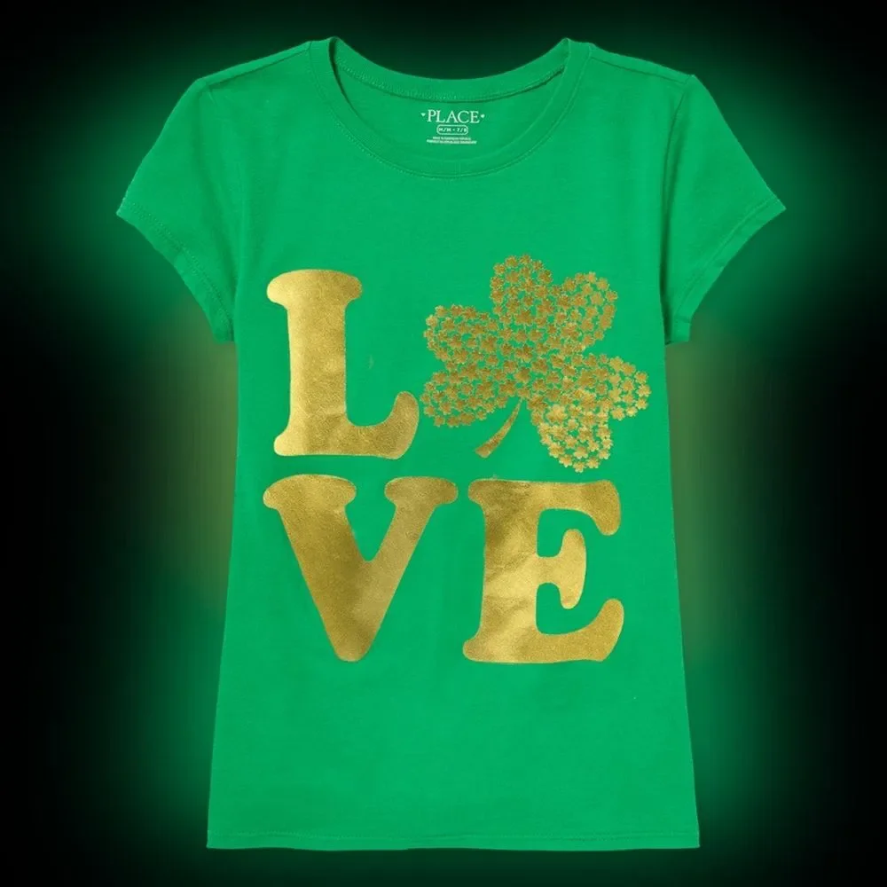 The Children’s Place size small 5/6 Girls Love Shamrock Graphic Tee
